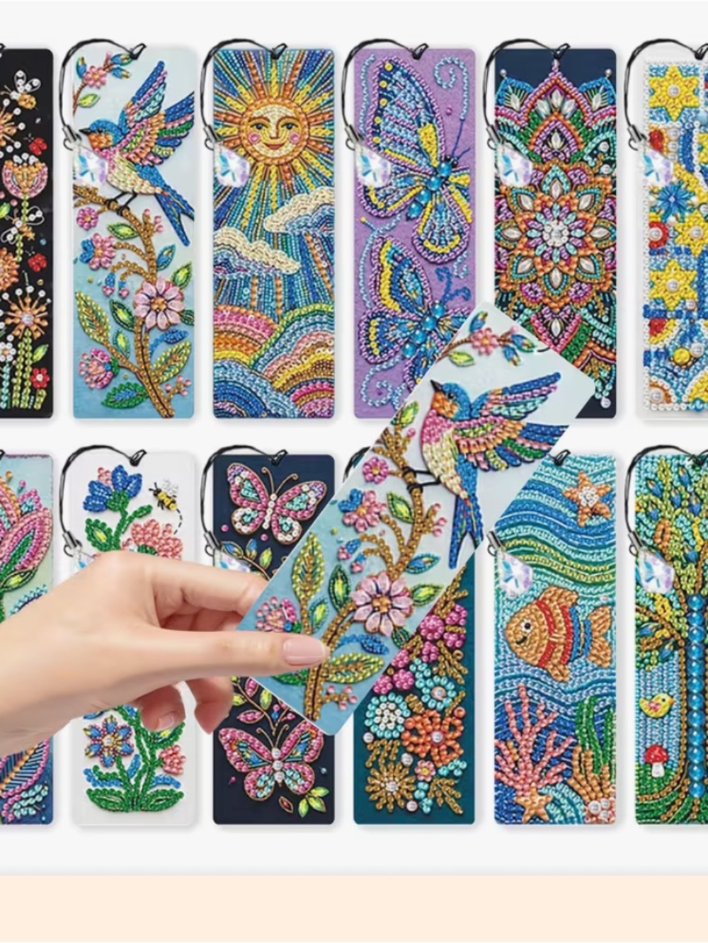 DIY diamond art Bookmarks various designs set of 12 great as gifts or resell